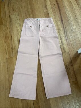 Zara Pale Pink High-Rise Wide Leg Jeans
